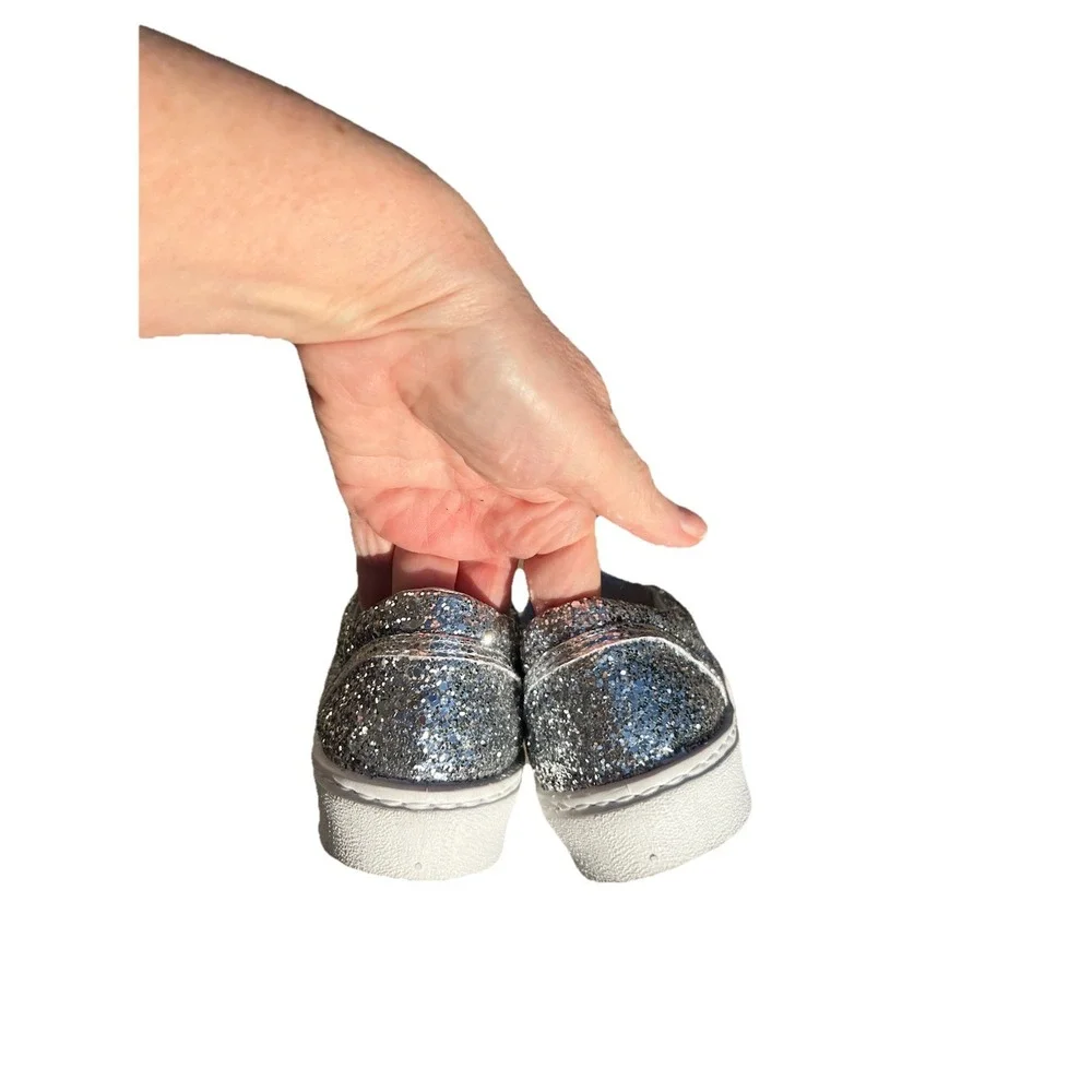 #81 Chiara Ferragni Sz 36 Flirting Loafer Silver Glitter Leather Wink Eye Shoes